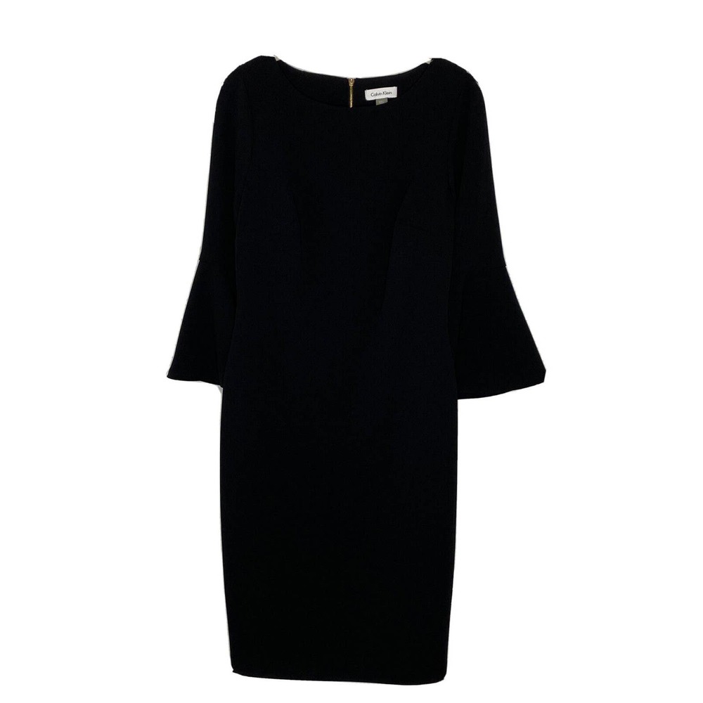 NWT Calvin Klein Women’s Bell Sleeve Knee Length Black Dress Size 6
